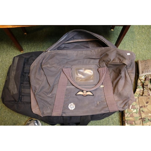 405 - Army Flack Vest, Tactical Holdall and a Vintage Holdall with RAF applied emblem