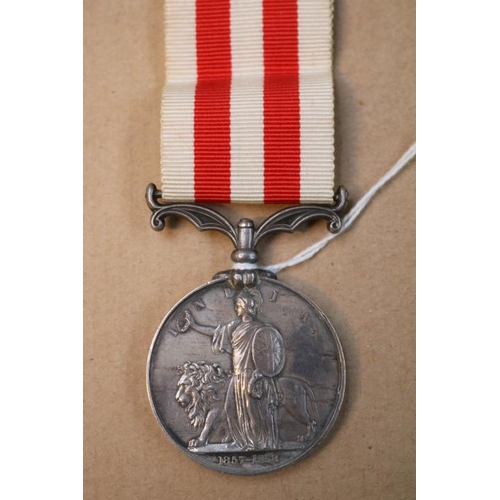 413 - British Indian Mutiny Medal 1857-1958 to 2970 James Farrell 87th Regiment with Red and White Ribbon