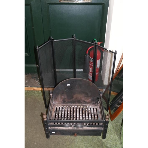 655 - Cast Iron fire basket and folding screen