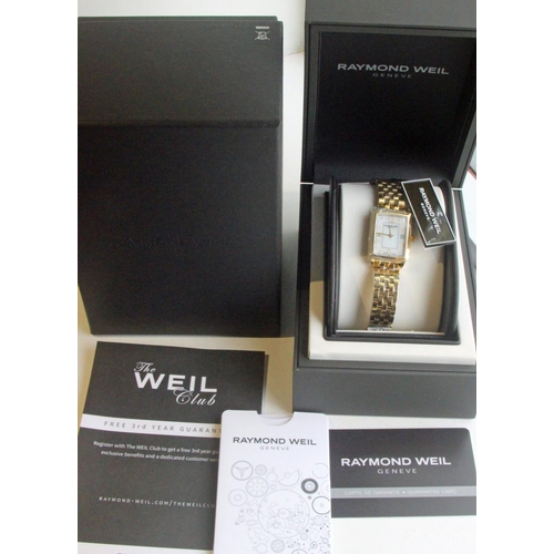 519 - NEW Raymond Weil 5925 Toccata Women's Rectangular Diamonds Gold Plated Watch £1050 Retail. A brand N... 