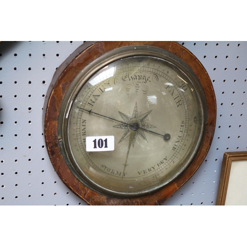 101 - Georgian Mahogany Barometer with silvered dial