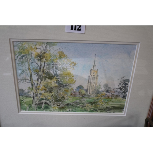 112 - 3 Watercolours by P J Bright to include Ashwell, Magdalene Tower & Bridge Oxford and Norman Stairway... 