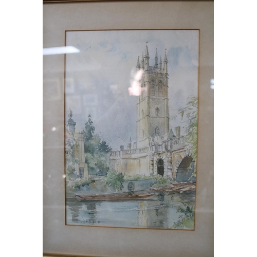 112 - 3 Watercolours by P J Bright to include Ashwell, Magdalene Tower & Bridge Oxford and Norman Stairway... 