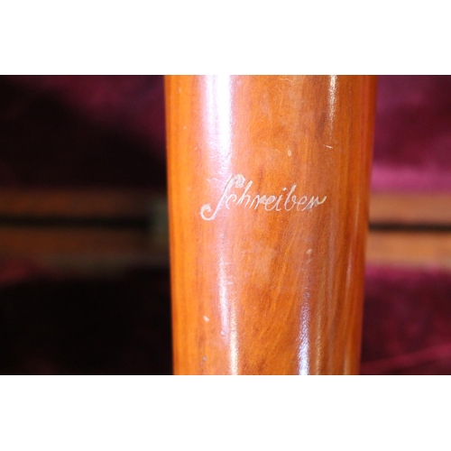 120 - Schreiber Oboe with brass keys in fitted oak case