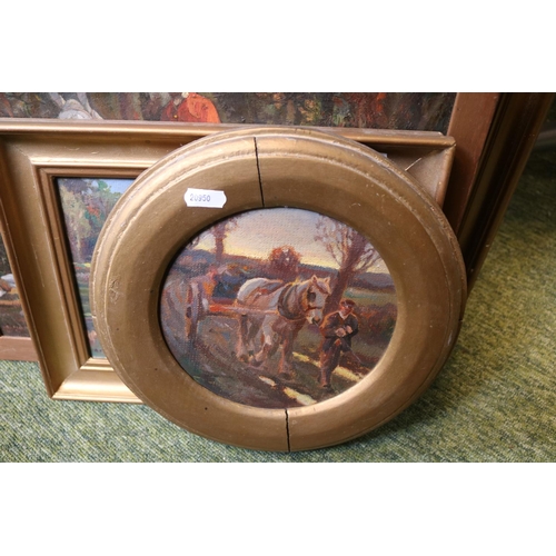 149 - Collection of assorted 19th century style Framed Oil paintings in gilt frames of Countryside and Fox... 