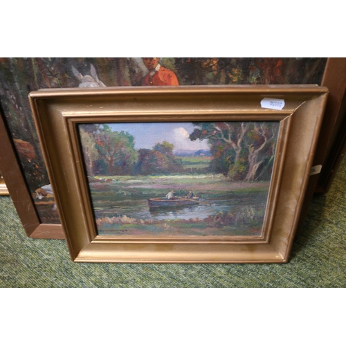 149 - Collection of assorted 19th century style Framed Oil paintings in gilt frames of Countryside and Fox... 