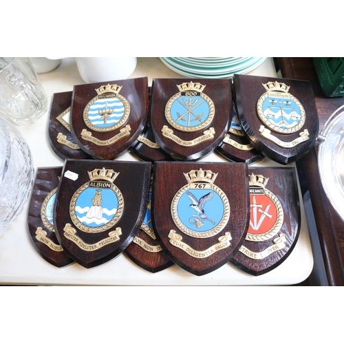 215 - Collection of Military Oak Shields to include 700 Squadron, Bulwark, Naval Air Squadron