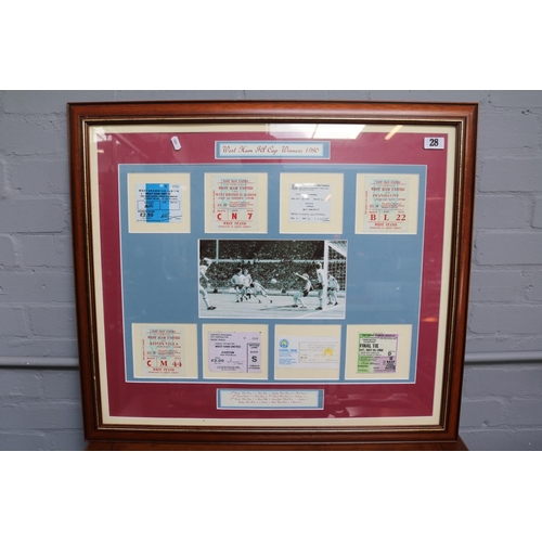 28 - Framed Collage 'West Ham FA Cup Winners 1980' England World Cup Winners First Day Cover and a Signed... 