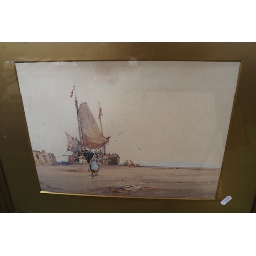 35 - Framed Watercolour depicting a Steamship indistinctly signed and a 2 Late 19thC Framed watercolours