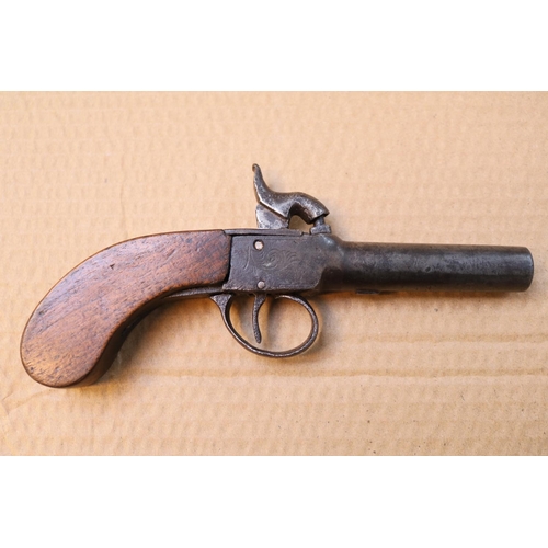 407 - Ladies Percussion Cap pocket pistol with Walnut handle