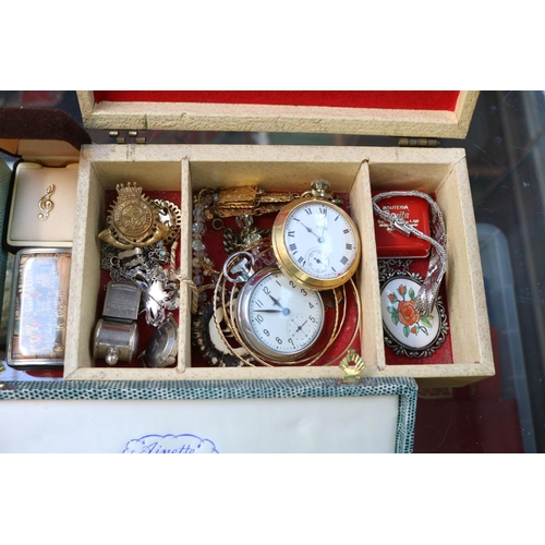 484 - Collection of assorted Costume jewellery to include Pocket watches, Necklaces, Brooches. Rings etc.