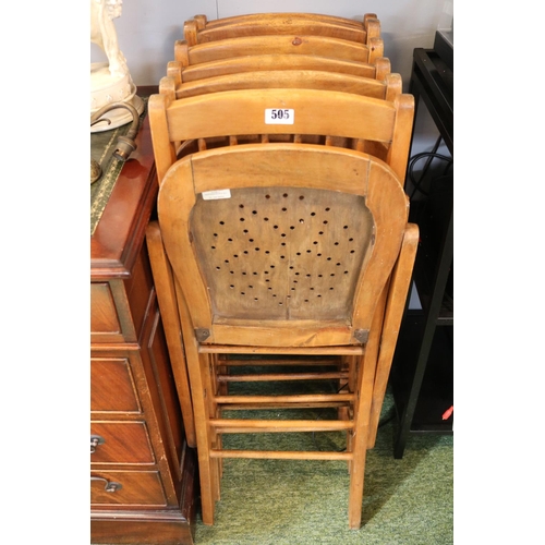 505 - Set of 6 Edwardian Folding Cafe Chairs with pierced ply seats