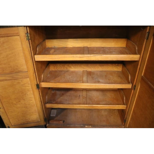 579 - Oak Paneled Linen press with 3 shelves to interior