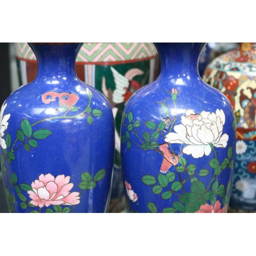 67 - Good Collection of Japanese Cloisonne Vases to include Flora and Fauna decorated (7)