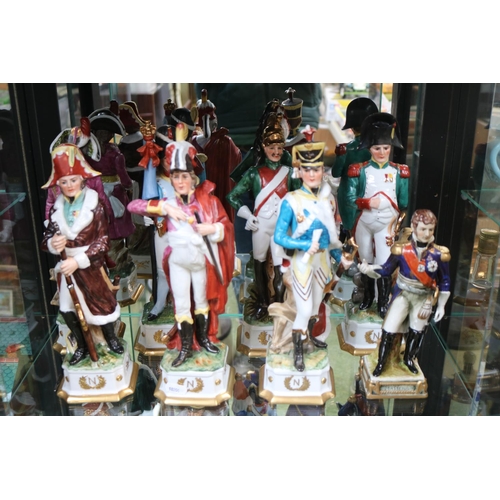 79 - Collection of Capodimonte and European Porcelain Military figures to include Napoleon, Suchet, Davou... 