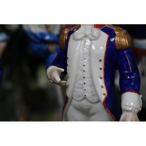 79 - Collection of Capodimonte and European Porcelain Military figures to include Napoleon, Suchet, Davou... 