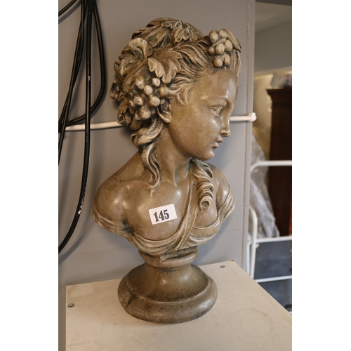 145 - Heavy Concrete Bust of a Young Girl