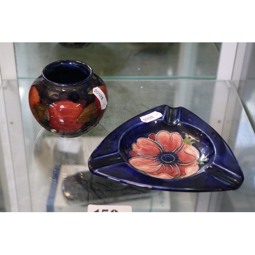 150 - Moorcroft Pomegranate quat vase with impressed marks to base 6.5cm in Height and a later Moorcroft A... 