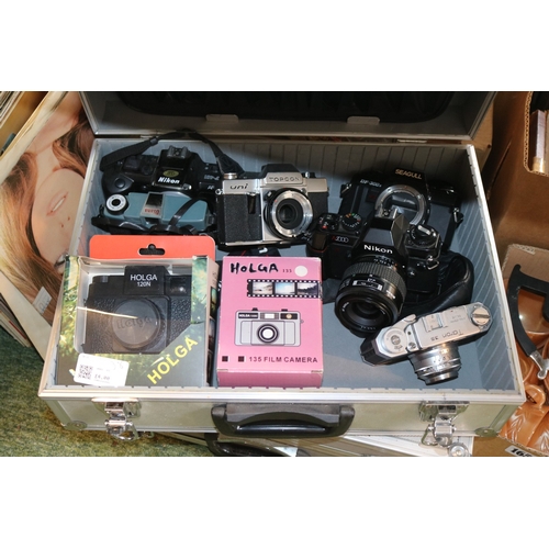 164 - 2 Cases of assorted Cameras to include Nikon, Topcon, Taron Seagull etc.
