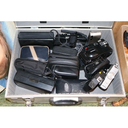 164 - 2 Cases of assorted Cameras to include Nikon, Topcon, Taron Seagull etc.