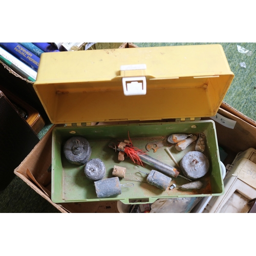 180 - Collection of Vintage Sea Fishing items in 2 boxes to include Salter Scales, Floats, Hooks, weights ... 