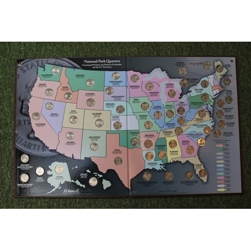 123 - 2 Sets; 50 State Commemorative Quarters Collectors Map 112 Quarters and National Park Quarters 2010-... 