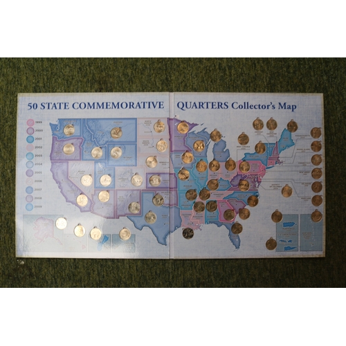 123 - 2 Sets; 50 State Commemorative Quarters Collectors Map 112 Quarters and National Park Quarters 2010-... 