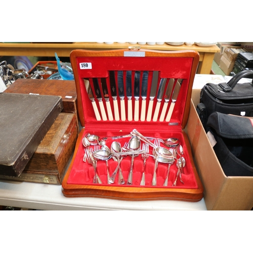 180 - Mahogany cased Canteen of Cutlery and a Leatherette cased set of Cutlery