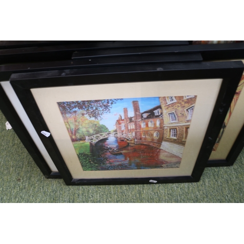 187 - Collection of assorted Framed Pictures and Prints mainly Cambridge scenes by Villiers