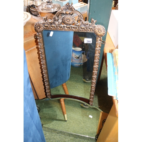 201 - Ornate Floral design rectangular mirror and another mirror