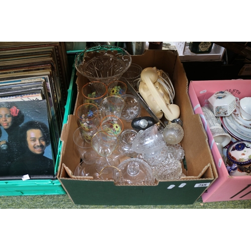 218 - Box of Glass and assorted bygones to include Dial Telephone