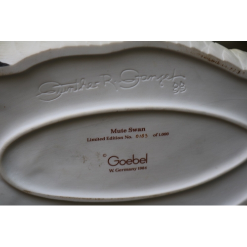 3 - Goebel Limited edition Mute Swan 183 of 1000 on wooden plinth signed to base