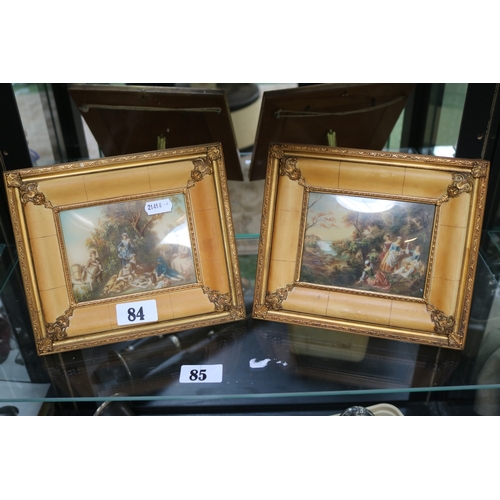 84 - Pair of Gilt framed Watercolour miniatures depicting Figural scenes