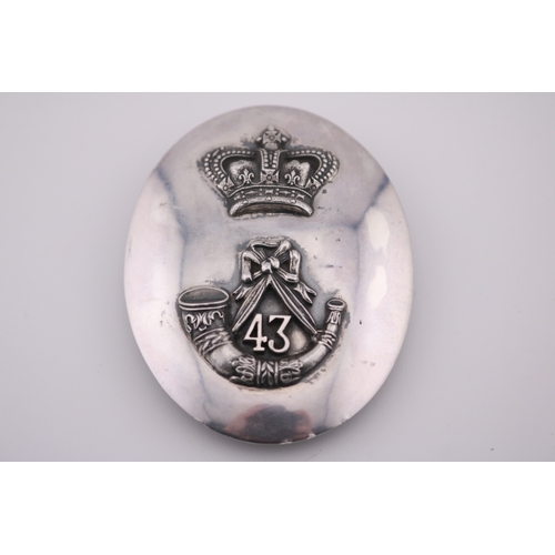 British Georgian Officers Silver Shoulder Belt Plate 43rd Regiment of Foot Monmouthshire Hallmarked London 1805.