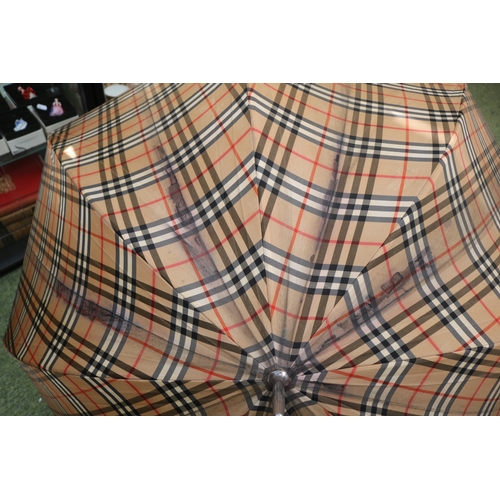 46 - Vintage Burberrys Umbrella with lightwood handle. 97cm in Length