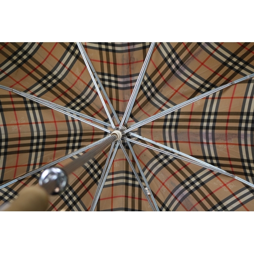 46 - Vintage Burberrys Umbrella with lightwood handle. 97cm in Length