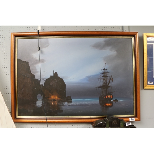 133 - Les Spence (AKA Jason) (British, b1934).
Large 20thC Oil on canvas of a Cornish Maritime Scene depic... 