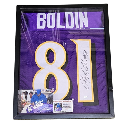 134 - Cased Anquan Boldin American Football (NFL) Signed Baltimore Ravens Custom Jersey dated 29/11/2010 w... 