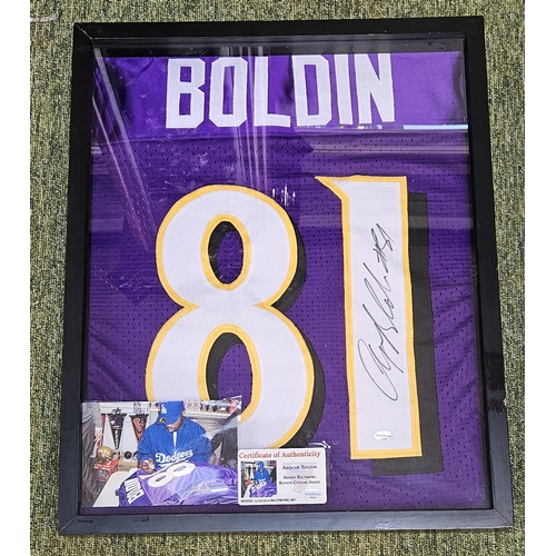 134 - Cased Anquan Boldin American Football (NFL) Signed Baltimore Ravens Custom Jersey dated 29/11/2010 w... 