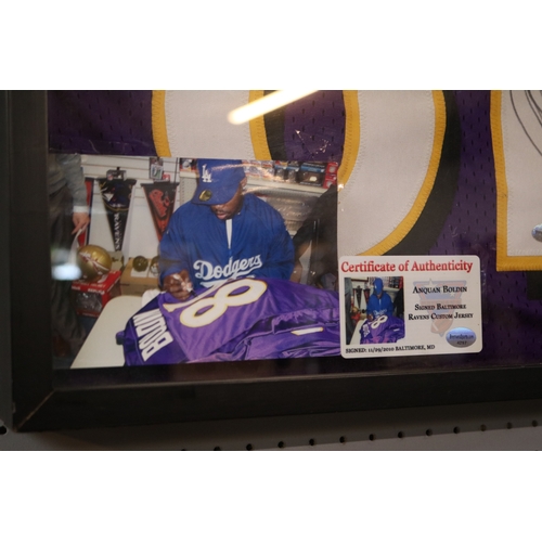 134 - Cased Anquan Boldin American Football (NFL) Signed Baltimore Ravens Custom Jersey dated 29/11/2010 w... 