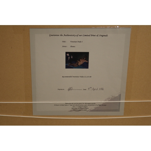 141 - Ibanez, Venetian Masquerade Female Nude Print Limited Edition  29 of 50 with COA £1125. 95 x 60cm