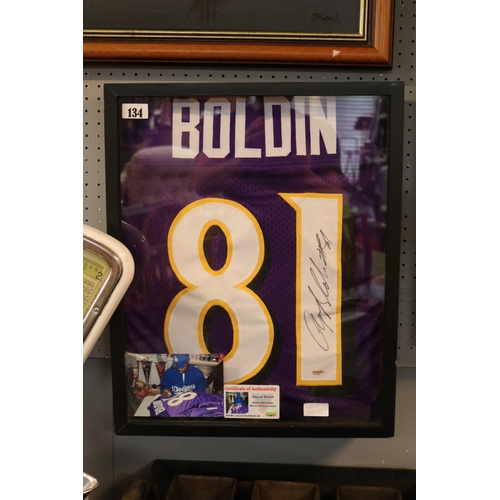 134 - Cased Anquan Boldin American Football (NFL) Signed Baltimore Ravens Custom Jersey dated 29/11/2010 w... 