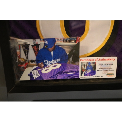 134 - Cased Anquan Boldin American Football (NFL) Signed Baltimore Ravens Custom Jersey dated 29/11/2010 w... 