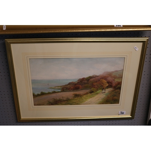 145 - George Oyston (1860-1937) Framed watercolour of a coastal scene signed and dated 1918