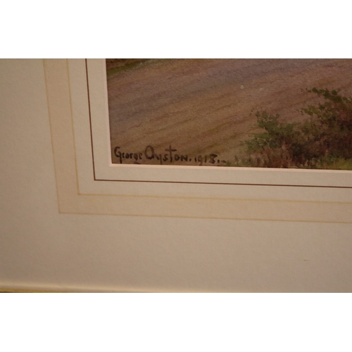 145 - George Oyston (1860-1937) Framed watercolour of a coastal scene signed and dated 1918
