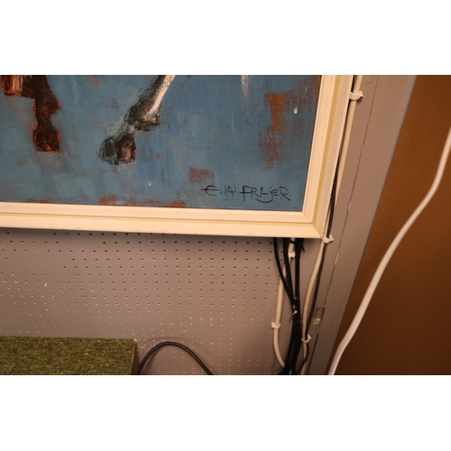 147 - Large Oil on canvas of Two Hussars on horseback signed Fraser to bottom right 80 x 85cm