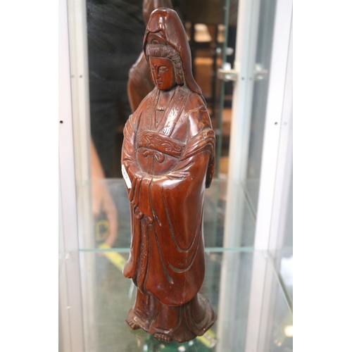 151 - Guanyin Harwood Carved Asian figure 34cm in Height