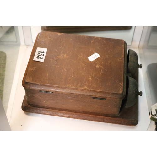153 - Antique Oak cased Butlers bell (Bell Set 41)