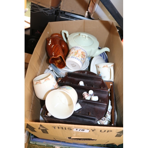 170 - 3 Boxes of assorted Ceramics and bygones to include Sylvac etc
