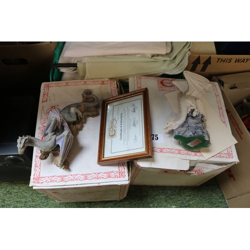 175 - Collection of Wade Whimsical, Dragon ornaments and 3 Boxed Enchantica models with certificates